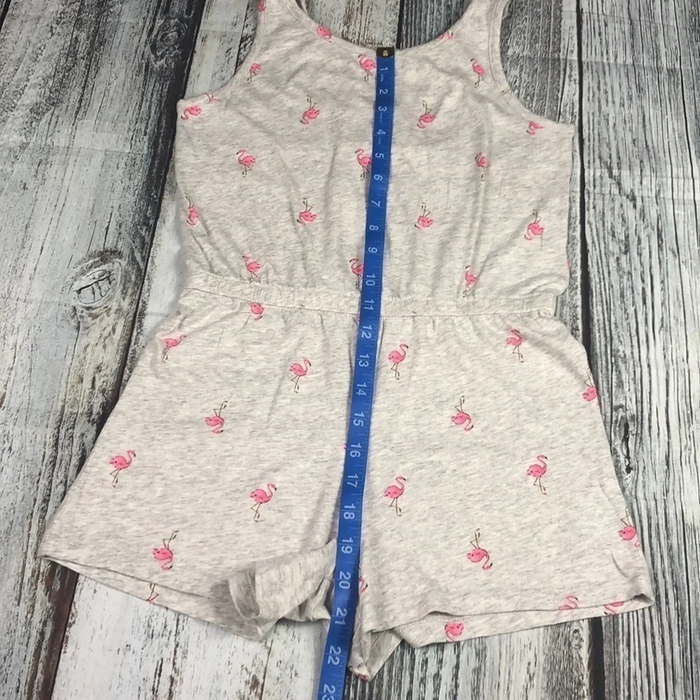 OLD NAVY Gray Romper Short w/ Coral Flamingos Sz L